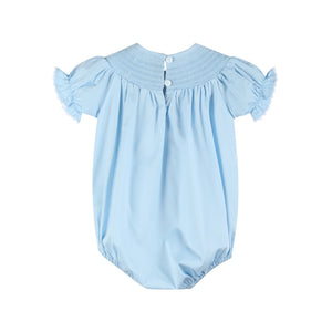 Blue and White Smocked Bubble Romper