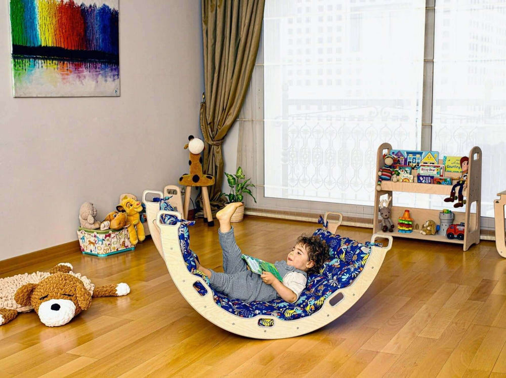Jungle pattern pillow for climbing arch, perfect for playful and safe baby playground experiences.