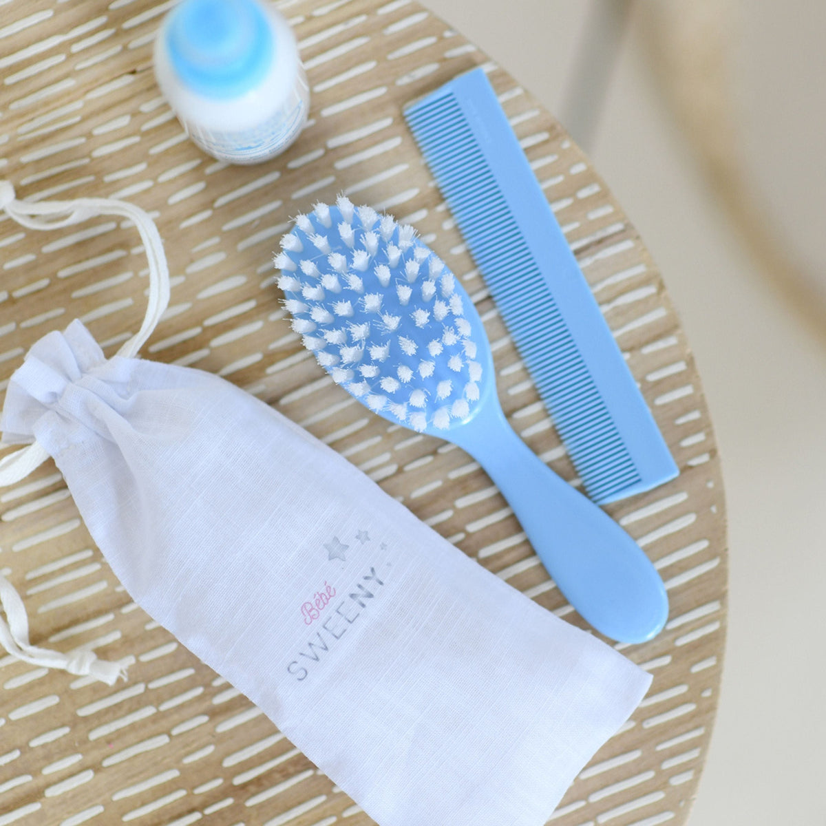 Blue Hairbrush & Comb Set Made France