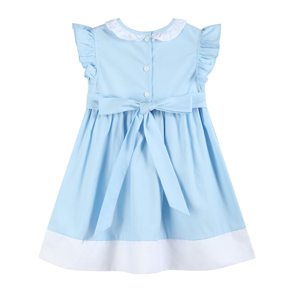 Blue Big Sister Smocked Dress for toddlers, perfect for special occasions and everyday wear.