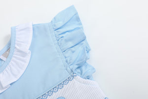 Blue Big Sister Smocked Dress