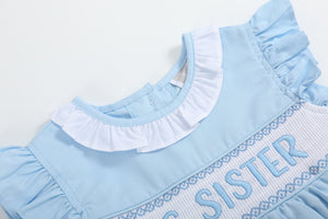 Blue Big Sister Smocked Dress