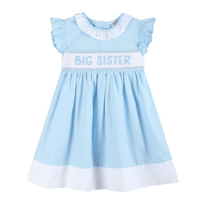 Blue Big Sister Smocked Dress