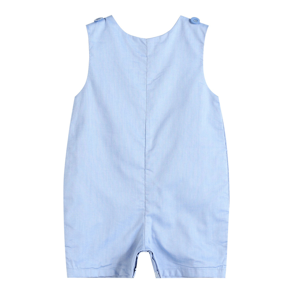 Blue Car Race Track Embroidery Shortalls - MOOGCO Baby