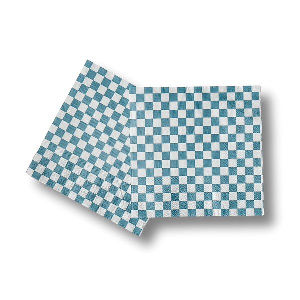 Blue Checkered Large Disposable Paper Napkins (16pcs)