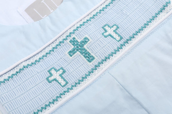Blue Crosses Smocked Jon Jon