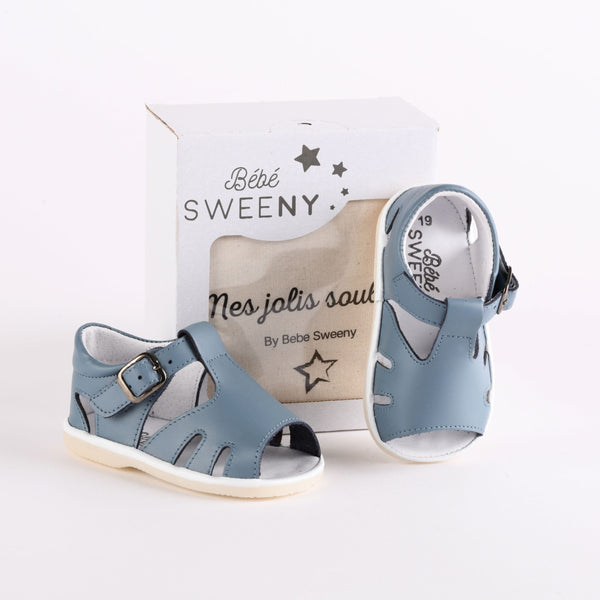 Blue Leather T-Bar Pre-Walker Sandals