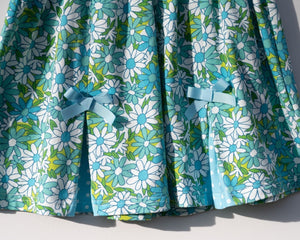 Blue Flower Power and Polka Dot Dress for Baby and Toddler Girls