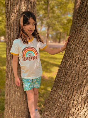 Blue Flower Power Bike Shorts for Toddlers and Girls