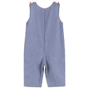 Blue Gingham 123 ABC School Smocked Overalls