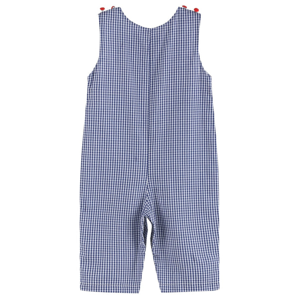 Blue Gingham 123 ABC School Smocked Overalls