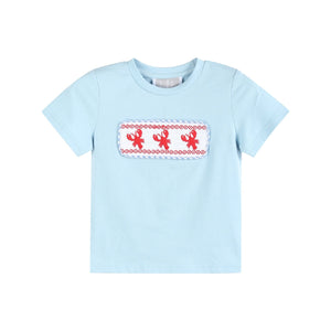 Blue Gingham Crawfish Smocked Shirt and Shorts Set