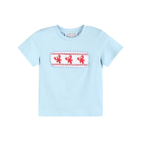 Blue Gingham Crawfish Smocked Shirt and Shorts Set
