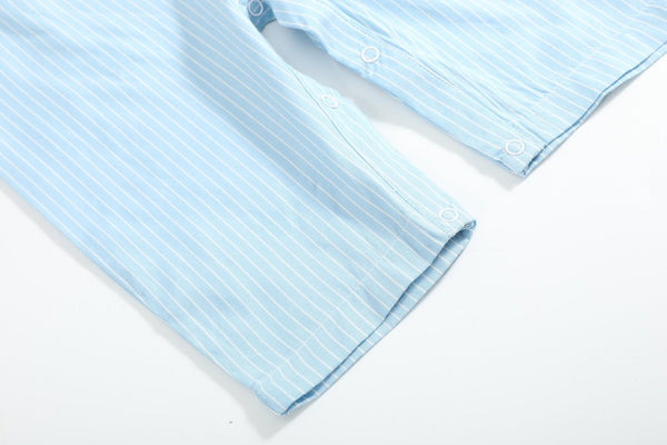 Blue Gingham Train Smocked Longall
