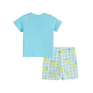 Blue Lemon Smocked Tee & Bermuda Shorts