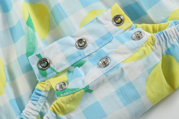 Blue Lemons Smocked Flutter-Sleeve Bubble Romper