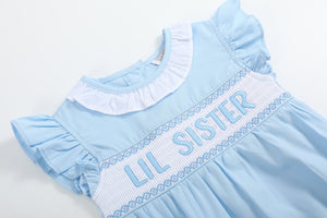 Blue Lil Sister Smocked Romper