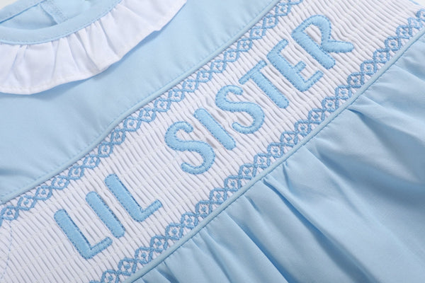 Blue Lil Sister Smocked Romper