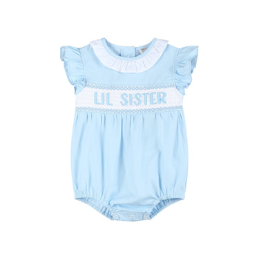 Blue Lil Sister Smocked Romper