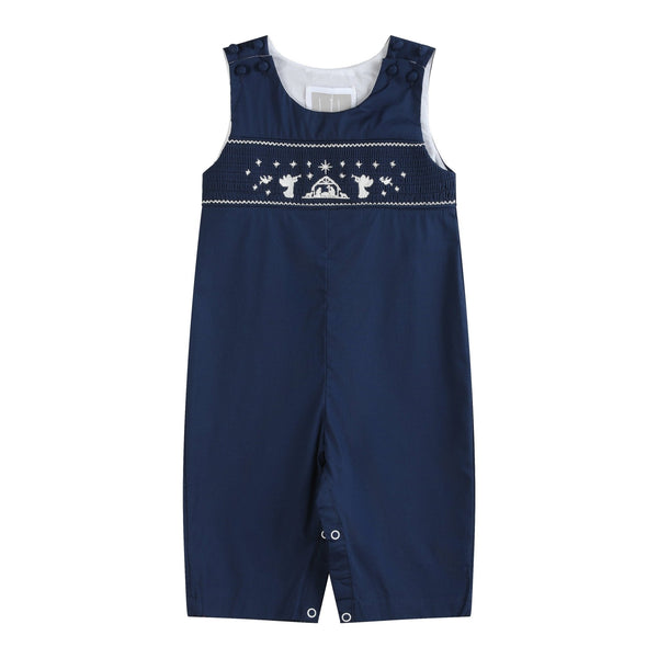 Blue Nativity Smocked Longall