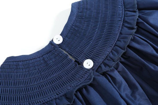 Blue Nativity Smocked Ruffle Bishop Dress