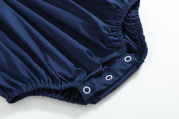 Blue Nativity Smocked Ruffle Romper