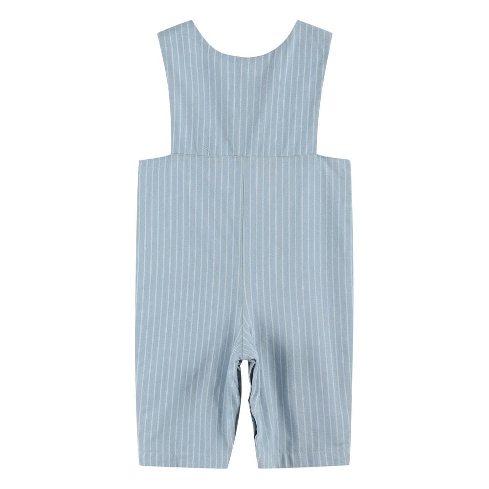 Blue Pinstripe Brown Smocked Jon Jons - MOOGCO Baby