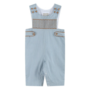 Blue Pinstripe Smocked Overalls