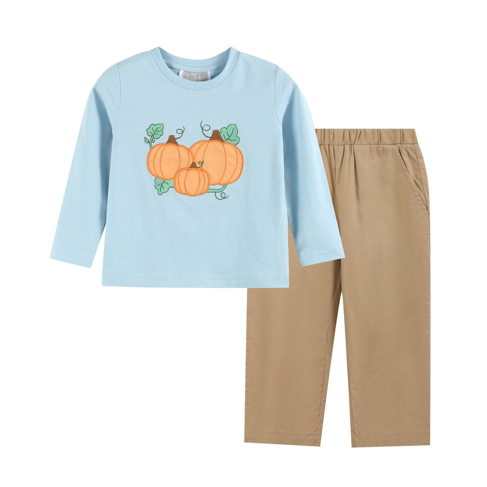 Blue Pumpkin Shirt and Brown Pants Set