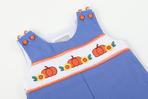 Blue Pumpkin Sunflower Smocked Overalls