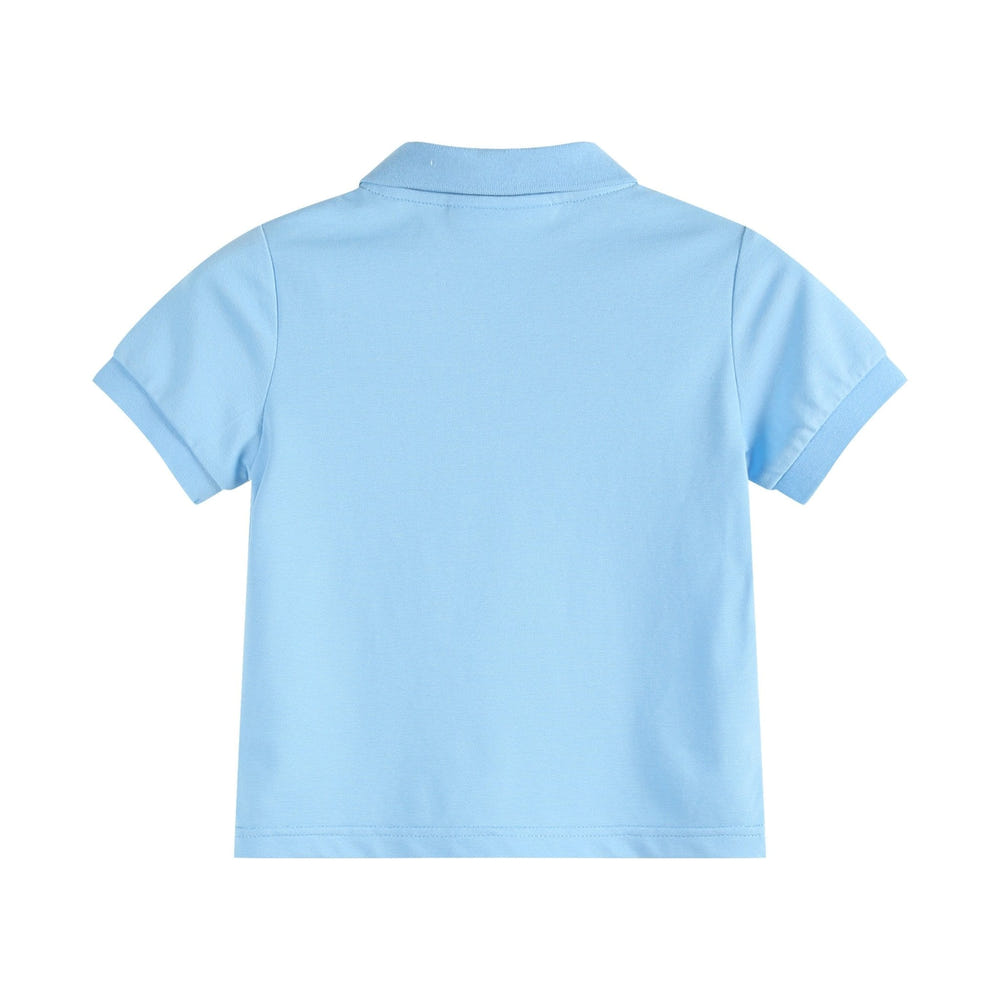 Blue Puppy Golf Polo Shirt for babies, featuring a playful design and comfortable fit. Perfect for stylish outings!