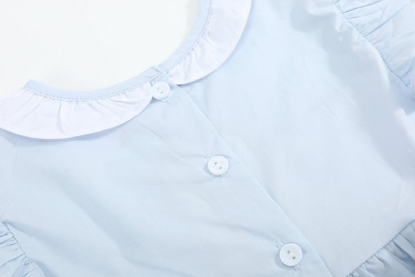 Blue Ruffled Crosses Smocked Dress