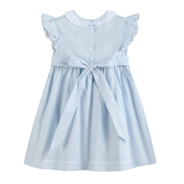 Blue Ruffled Crosses Smocked Dress