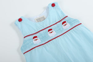 Blue Santa Smocked Overalls