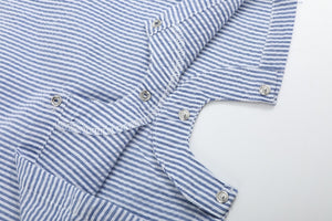 Blue Seersucker Baseball Smocked Shortalls