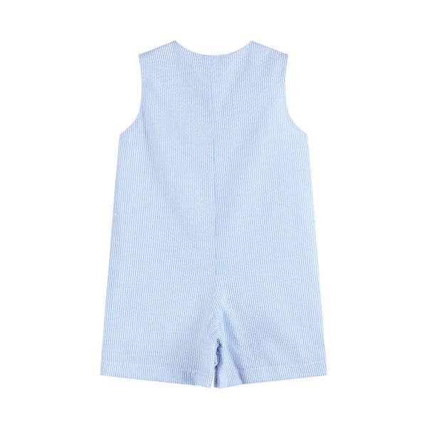 Blue Seersucker Gingham Bunny Shortall