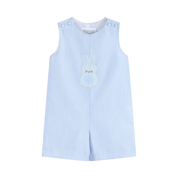 Blue Seersucker Gingham Bunny Shortall