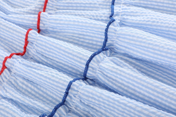 Blue Seersucker USA Flag Layered Sundress