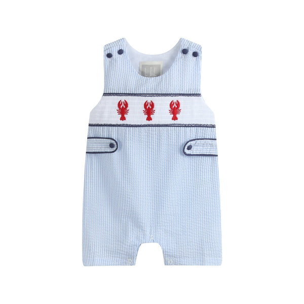 Blue Stripe Crawfish Smocked Shortalls