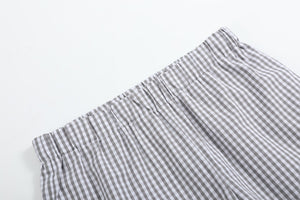 Blue Tractor Smocked Shirt and Gray Shorts Set