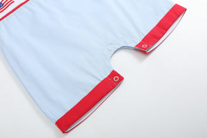 Blue USA Flag Smocked Shortalls