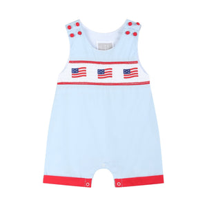 Blue USA Flag Smocked Shortalls