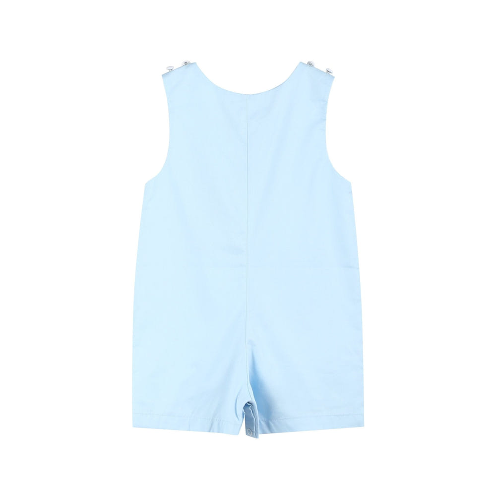 Blue Whale Applique Shortalls for babies, featuring a cute whale design, perfect for playful outings.