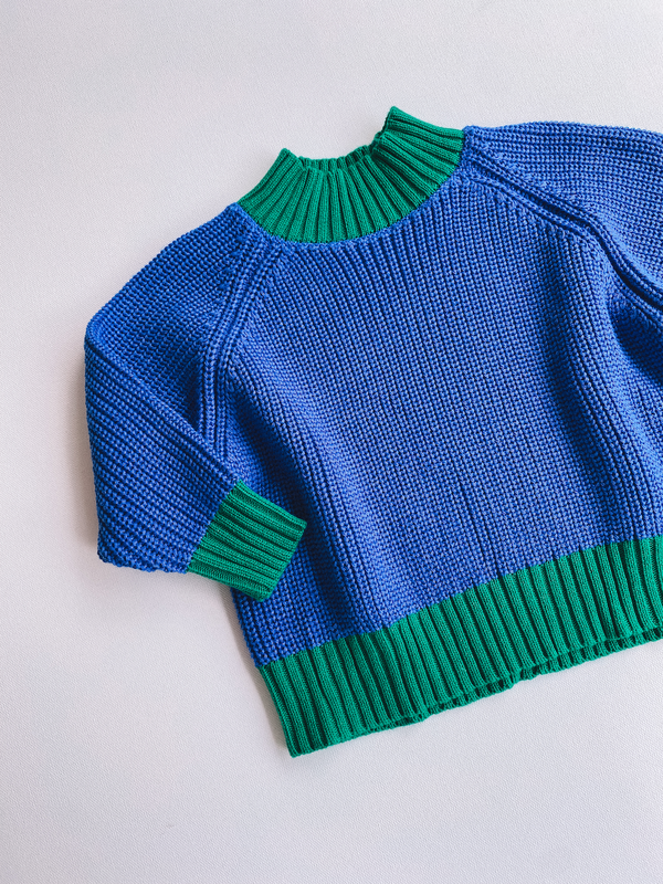 colorblock sweater - blue/green