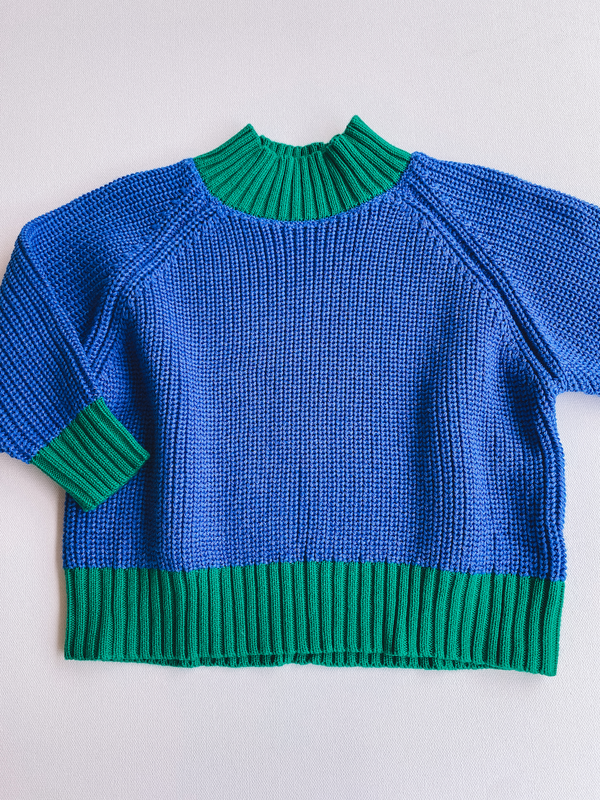 colorblock sweater - blue/green