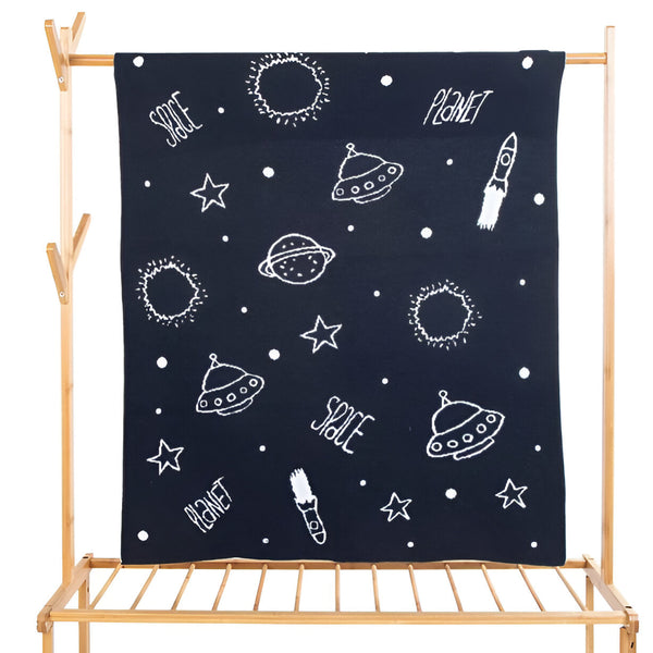 Blue Space Knitted Cotton Baby Blanket