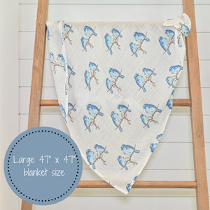 Bluebirds of Happiness Swaddle Blanket
