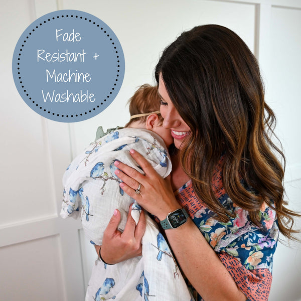 Bluebirds of Happiness Swaddle Blanket