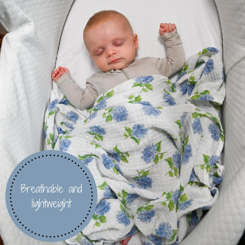 You Had Me At Hydrangea Baby Muslin Swaddle Blanket - MOOGCO Baby