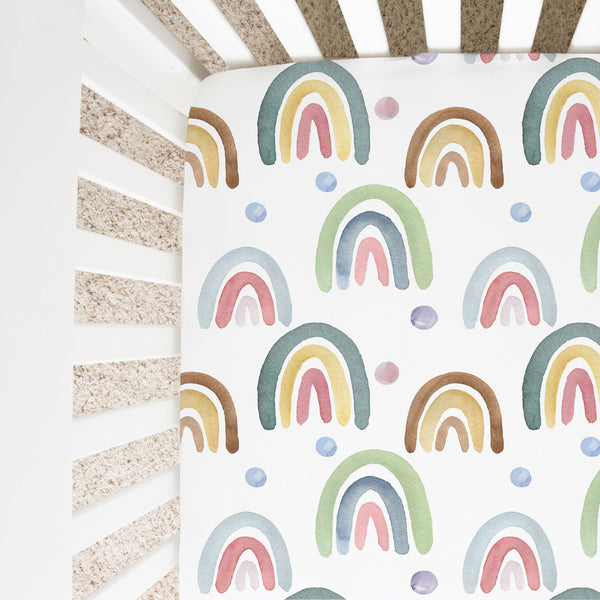 Blue Rainbow Fitted Crib Sheet